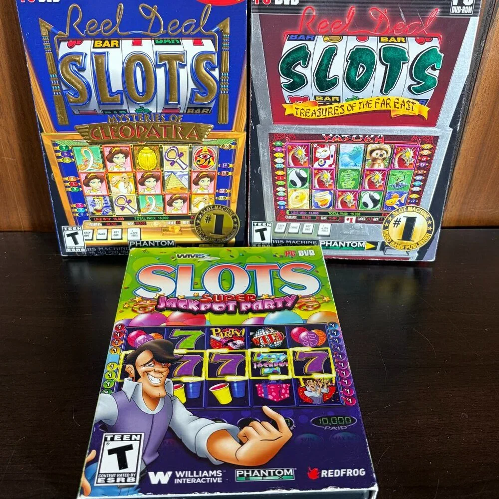 Reel Deal Slots: Treasures of the Far East (PC, 2009) Set of 3 Games - EUC